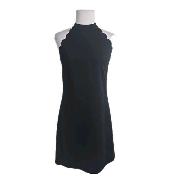 Fortune & Ivy Dresses & Skirts - Fortune & Ivy Marina Black Scallop Detail Mini Dress Sleeveless High Neck Small